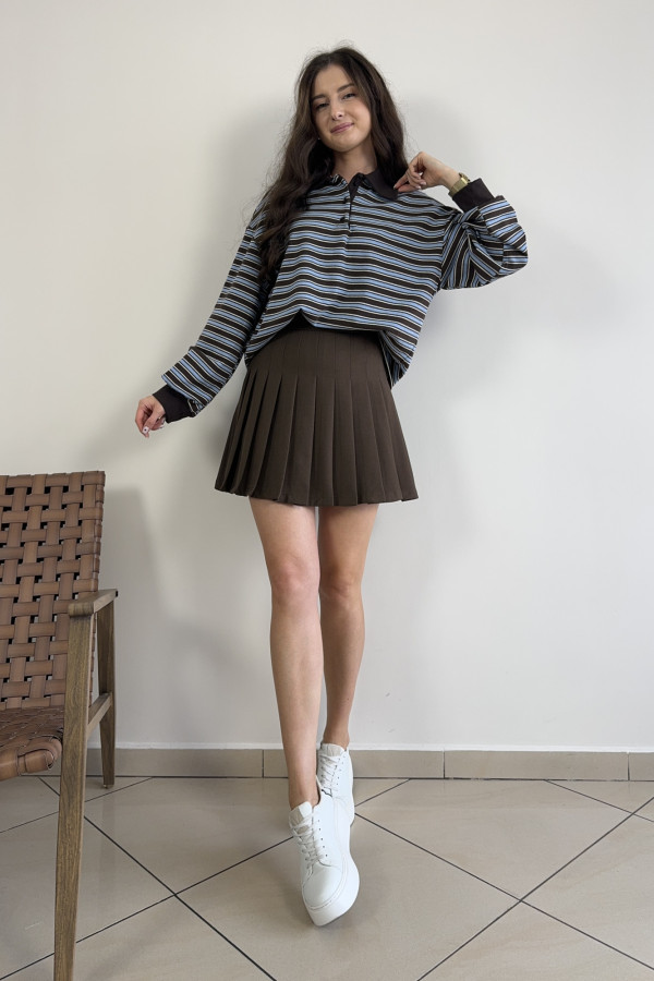 Bluza polo w niebiesko-brązowe paski RACHEL 3