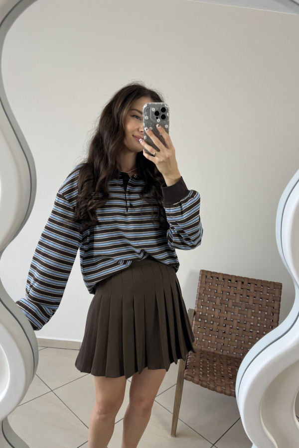 Bluza polo w niebiesko-brązowe paski RACHEL 4