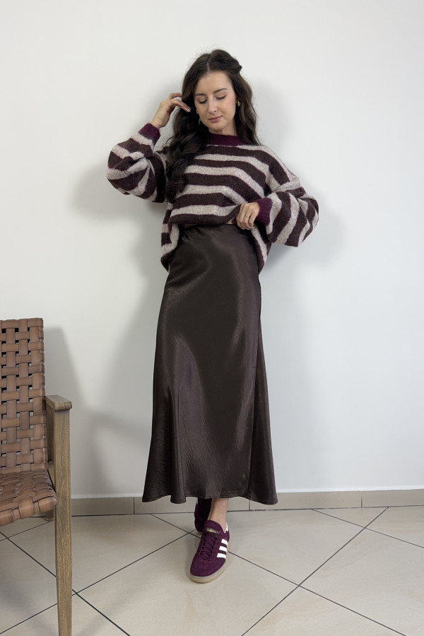 Sweter w bordowe paski z domieszką wełny CONNI 4