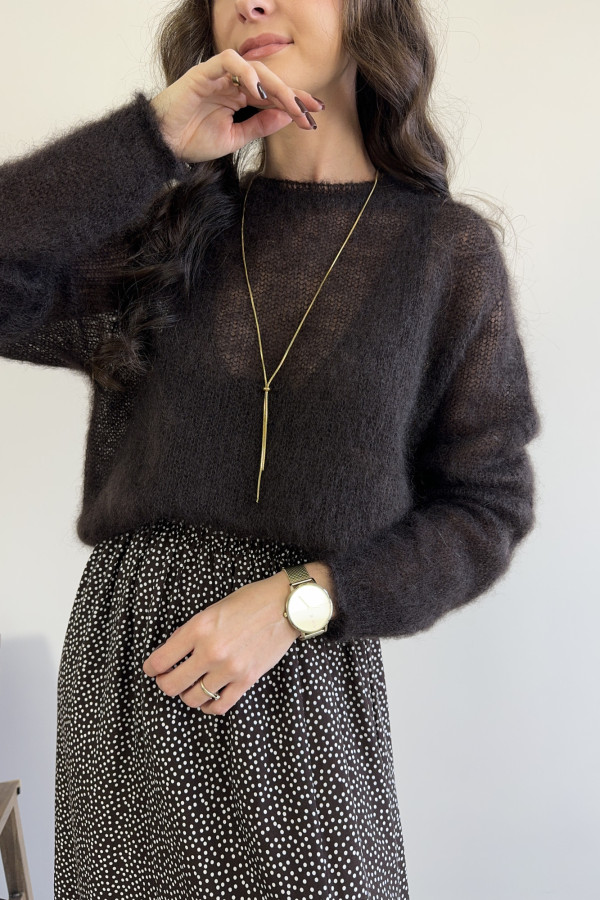 Sweter czekoladowy 80% kid moher PREMIUM