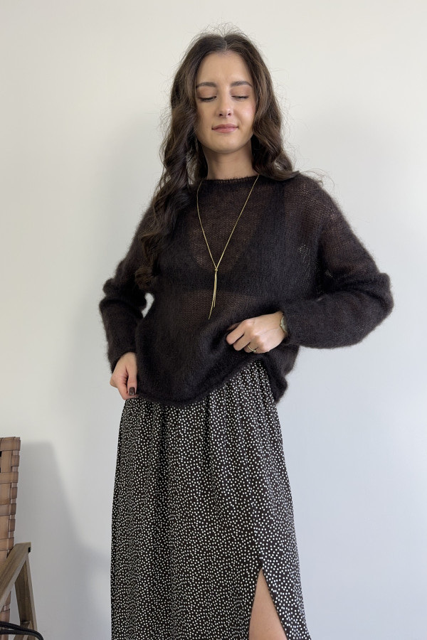 Sweter czekoladowy 80% kid moher PREMIUM 1
