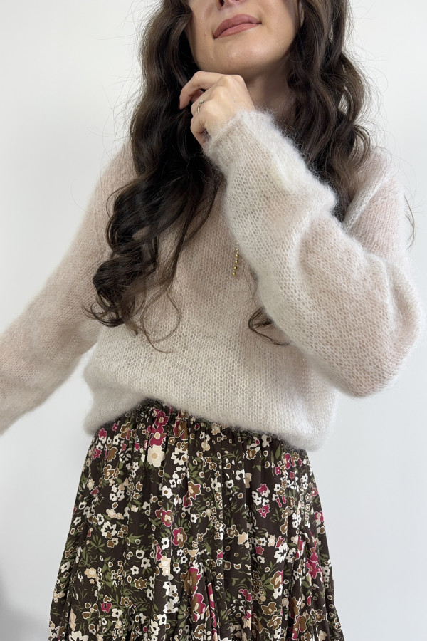 Sweter beżowy 80% kid moher PREMIUM 1