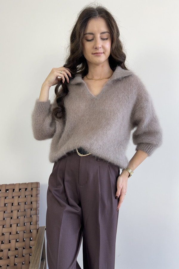 Sweter z kołnierzykiem 80% kid moher fango MICHOS 1