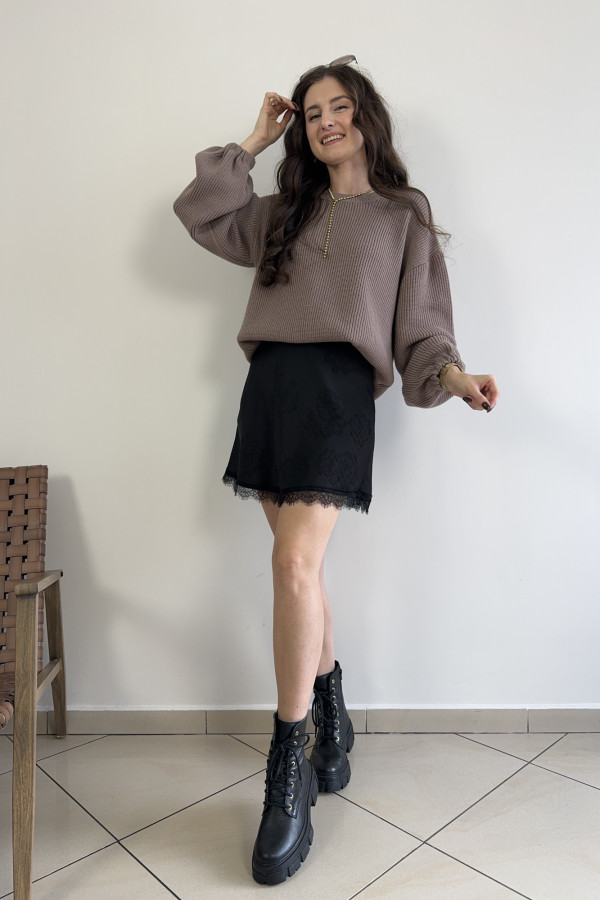 Sweter z balonowymi rękawami z kaszmirem beżowy FLUFFY 3