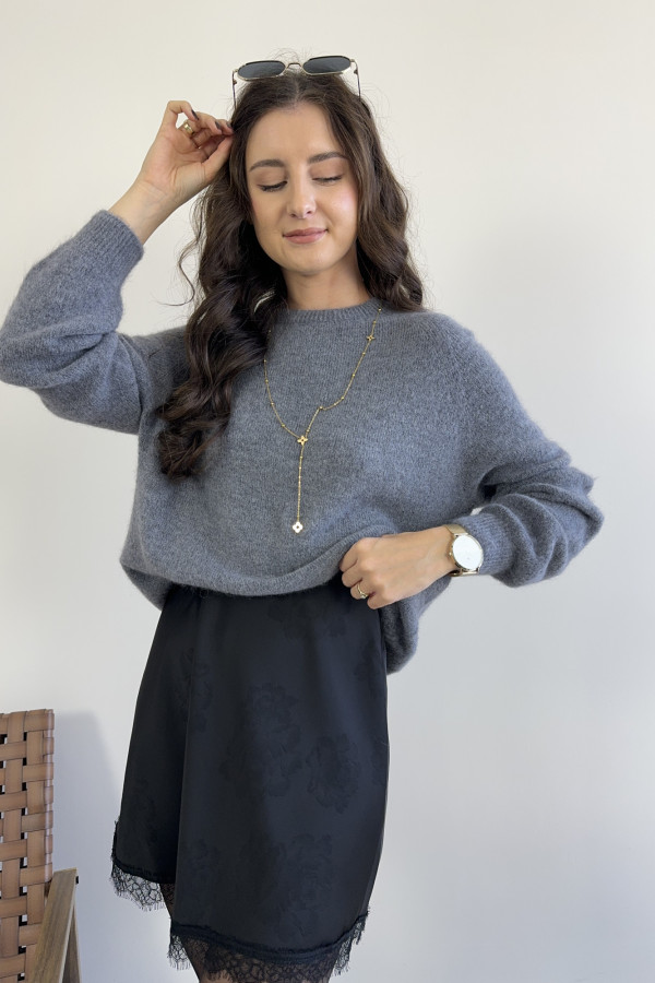 Sweter szary z baby alpacą i wełną HORIZON 1