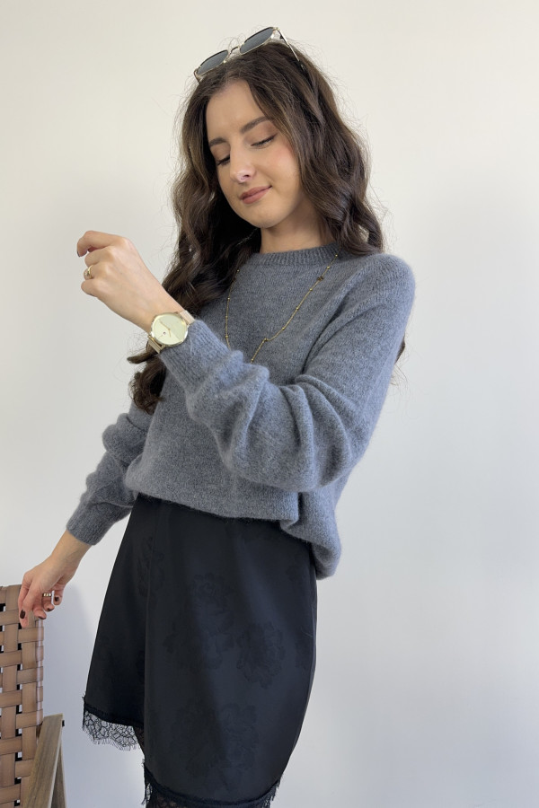Sweter szary z baby alpacą i wełną HORIZON 2