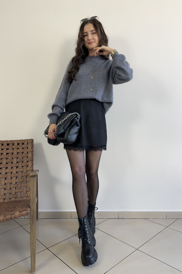 Sweter szary z baby alpacą i wełną HORIZON 3