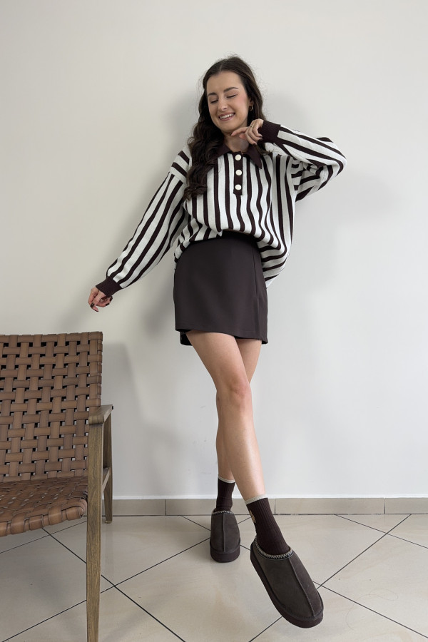 Sweter w pionowe paski z kołnierzykiem NOLA 3
