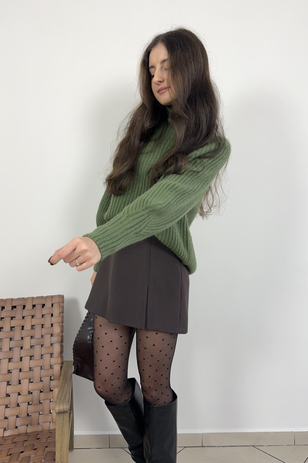 Sweter oversize w gruby prążek zielony 50% wiskoza GREEN 1