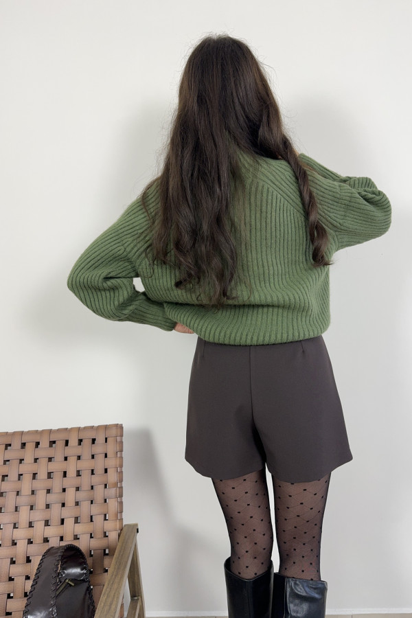 Sweter oversize w gruby prążek zielony 50% wiskoza GREEN 3