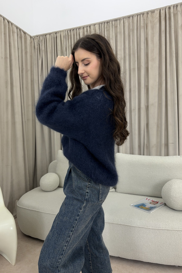 Sweter granatowy 80% kid moher MARLENE 1