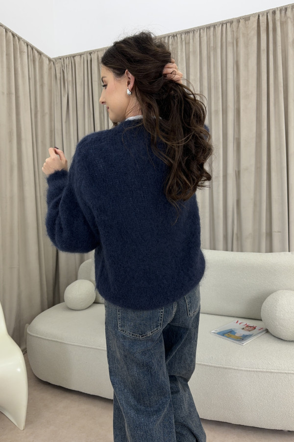 Sweter granatowy 80% kid moher MARLENE 2