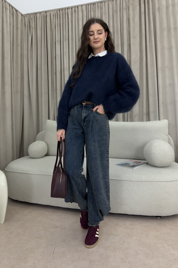 Sweter granatowy 80% kid moher MARLENE 4