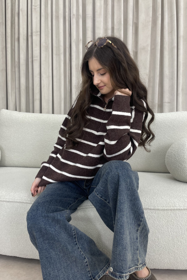 Sweter w paski z zamkiem LORENE 2