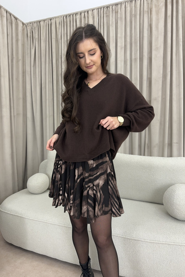 Sweter oversize czekoladowy z wełną i kaszmirem ARDEN 1