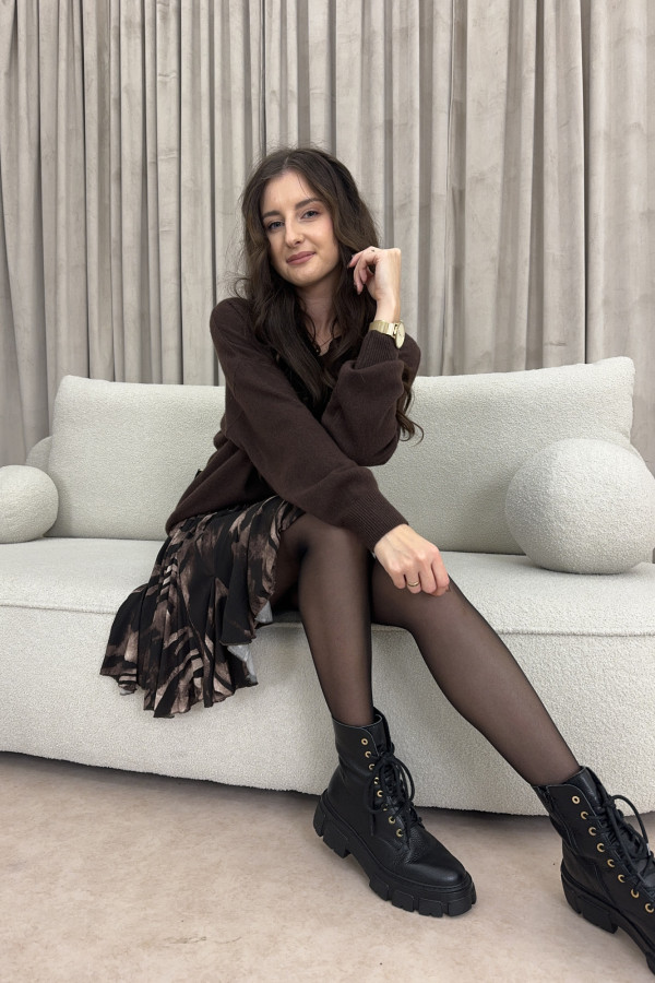 Sweter oversize czekoladowy z wełną i kaszmirem ARDEN 2
