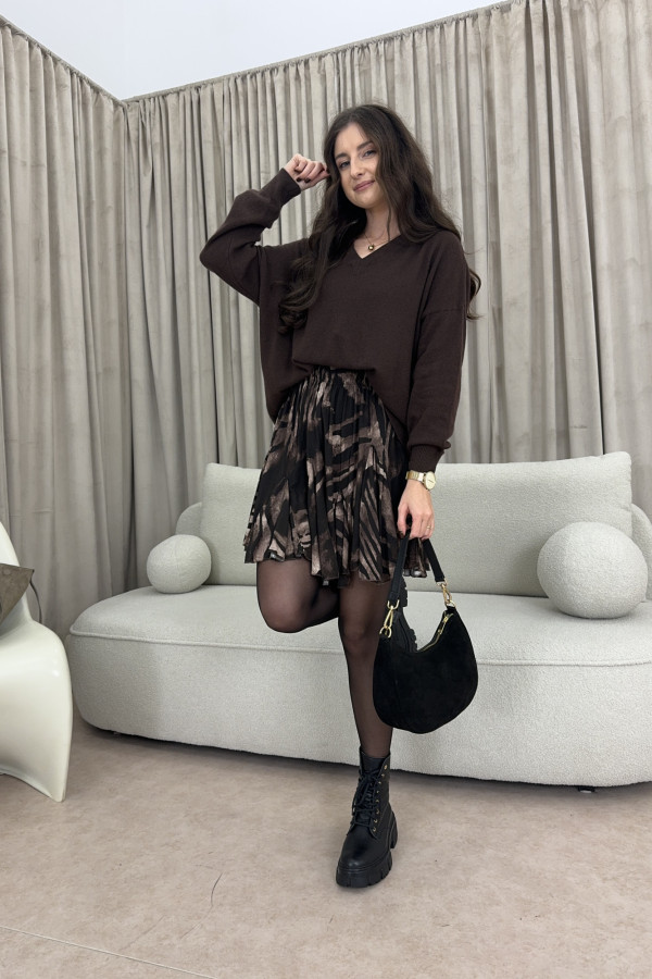 Sweter oversize czekoladowy z wełną i kaszmirem ARDEN 3