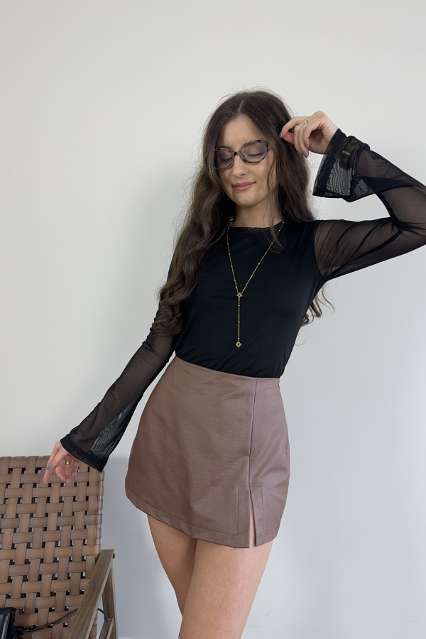 Bluzka siateczka z szerokimi rękawami czarna ANABELL 1