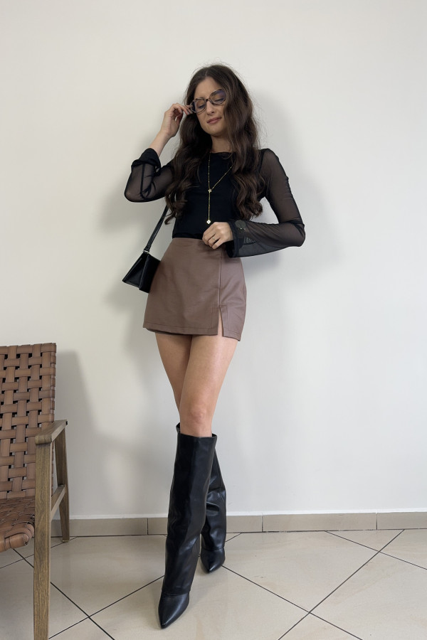 Bluzka siateczka z szerokimi rękawami czarna ANABELL 3