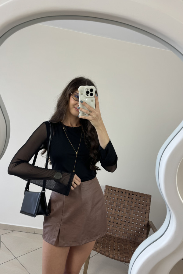 Bluzka siateczka z szerokimi rękawami czarna ANABELL 4