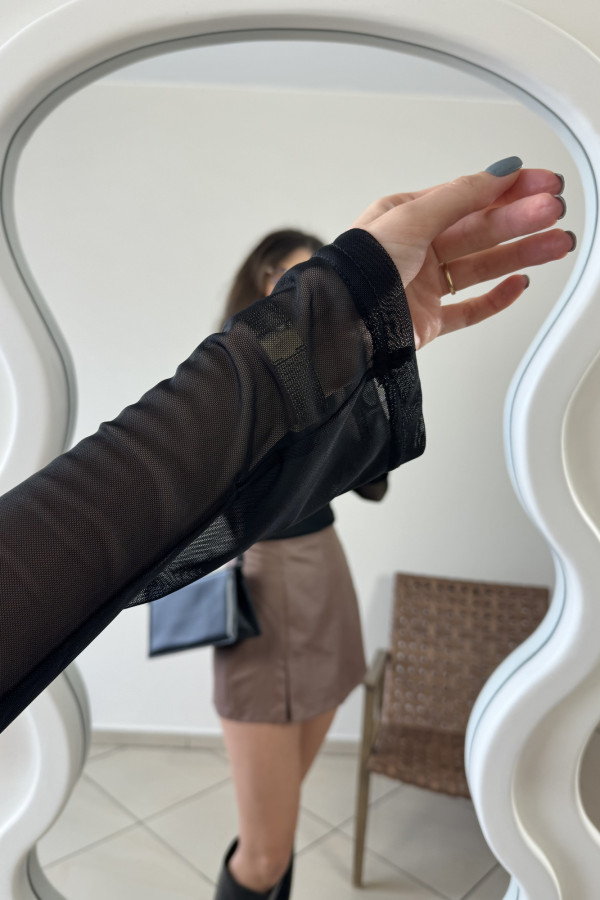 Bluzka siateczka z szerokimi rękawami czarna ANABELL 5