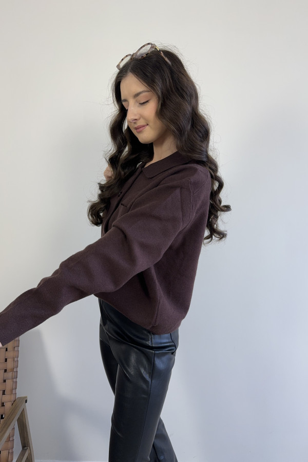Sweter czekoladowy z kieszonką COZY 3