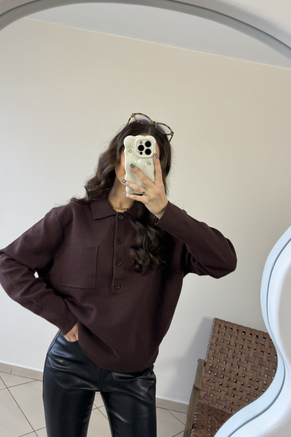 Sweter czekoladowy z kieszonką COZY 4
