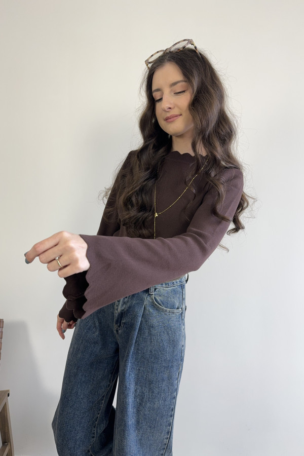 Bluzka z rękawami typu dzwonek czekoladowa AMELIE 1