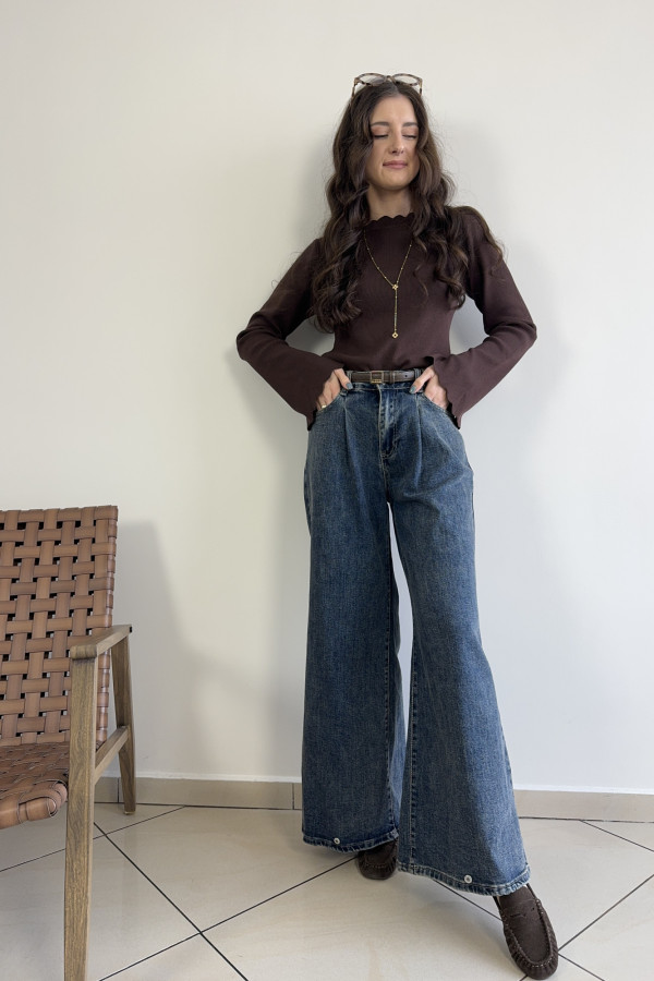 Bluzka z rękawami typu dzwonek czekoladowa AMELIE 2