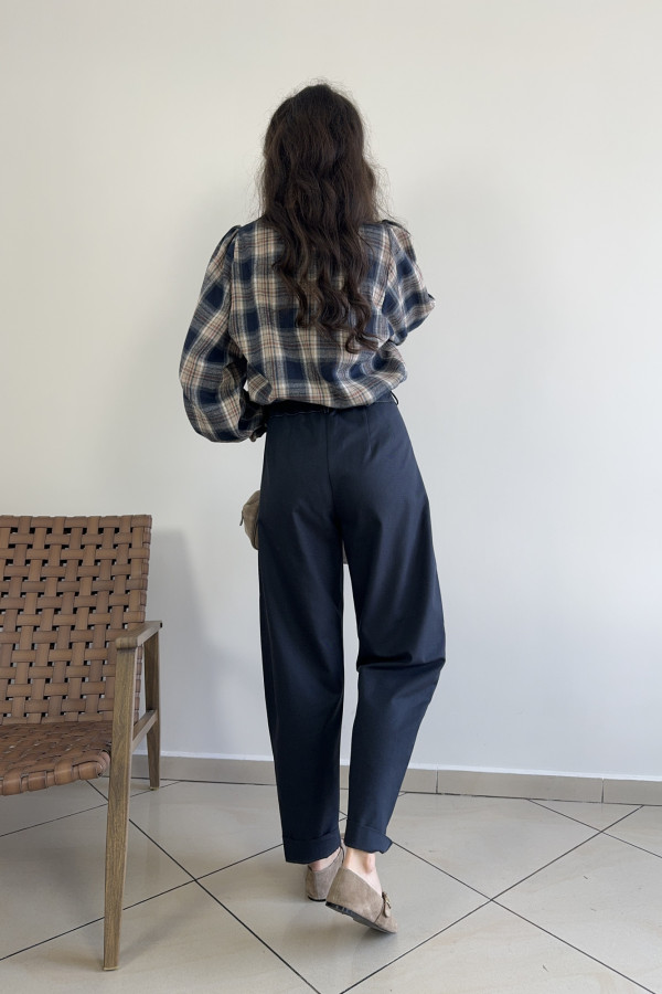 Spodnie mom fit granatowe bawełna i wiskoza COSETTE 2