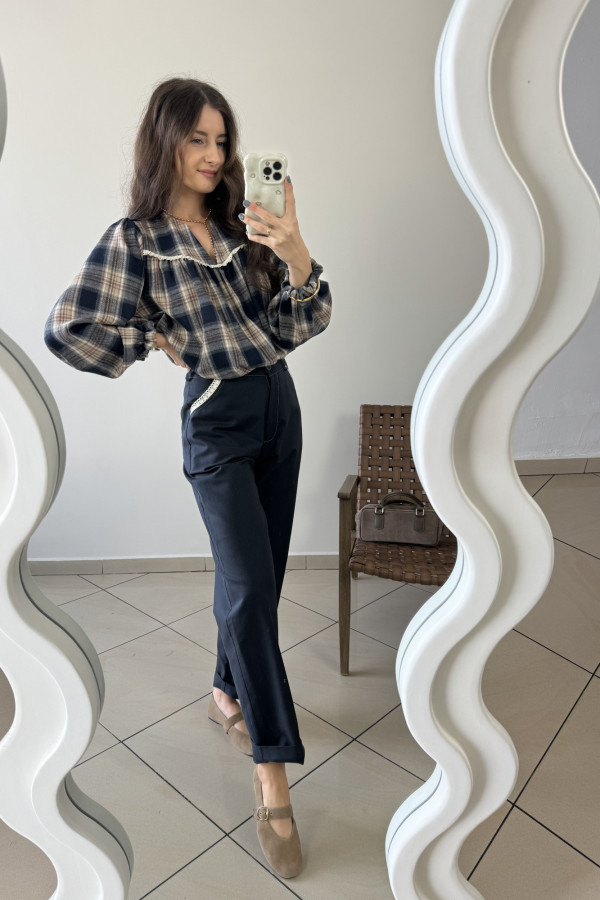 Spodnie mom fit granatowe bawełna i wiskoza COSETTE 3